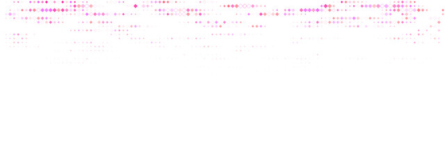 Abstract digital background with glowing pink and purple diamond-shaped pixels creating a futuristic data stream effect on a dark backdrop.