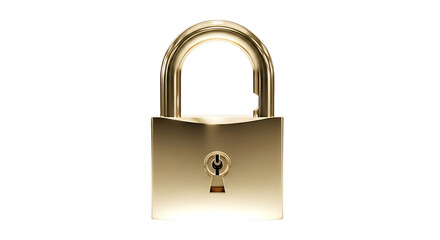 Naklejka premium A shiny golden padlock isolated on transparent background
