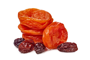 Dried Apricots and Raisins Delightfully Arranged on a Elegant White Background for Display
