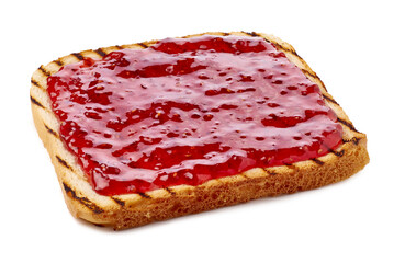 Grilled Bread Slices with a Delicious Strawberry Jam Spread, Perfect for Any Meal or Snack