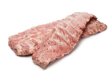Fresh Raw Pork Ribs on a Clean White Background for Culinary Purposes and Presentation