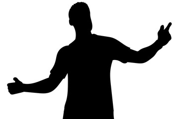 Sports vector of a soccer player opening his arms in a gesture of triumph and celebration