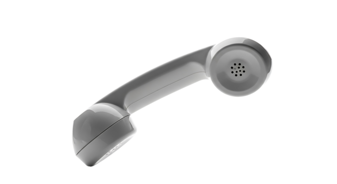 Gray telephone handset, isolated on transparent background