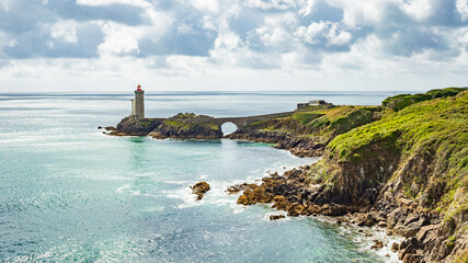 View over the Bretagne coast and the lighthouse in  Brittany - France