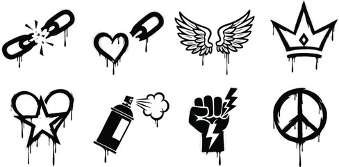 Naklejka premium Graffiti Drip Art Set of Urban Street Style Elements.