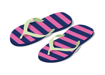 Sandals simple flat illustration in isometric view. 