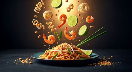 Exquisite Pad Thai Still Life A Symphony of Flavors and Textures
