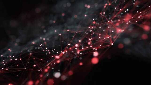 Abstract Visualization of Connectivity and Data Flow Through Dynamic Red and White Particle Networks in Digital Space