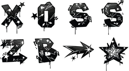 Graffiti Style Letters and Symbols with Dripping Effect.