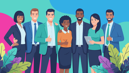 Successful diverse business team collaboration with positive thumbs up gesture