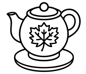 Teapot with maple leaf — autumn tea and cozy home evening