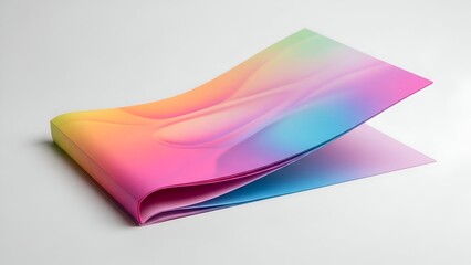 Softly lit, colorful, abstract booklet with flowing lines and a smooth gradient against white backdrop