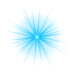 Obraz premium Bright blue light burst with radiating rays on a transparent background, creating an abstract and energetic visual effect