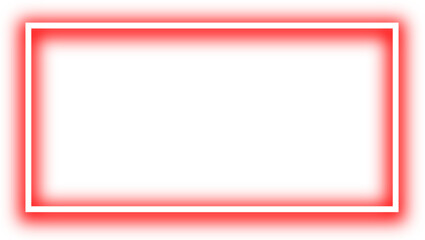 A rectangular frame with a vibrant, glowing red neon light border on a white background.