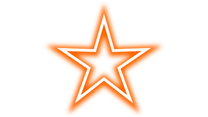 Obraz premium A classic five-pointed star symbol with a vibrant orange neon-like glow on a white background.