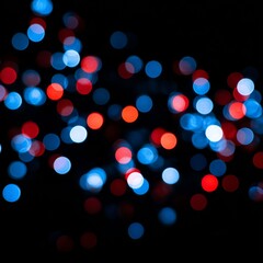 Naklejka premium Vibrant Display of Colorful Light Bokeh Effects Creating a Dreamy Atmosphere with Vivid Blue and Red Hues Against a Dark Background