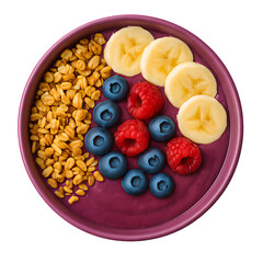 Acai Smoothie Bowl with Toppings Transparent Background PNG