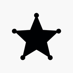 Sheriff star silhouette icon vector flat illustration on white background. star sheriff silhouette vector icon.