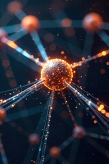 Quantum Computing Grid with Shimmering Energy Particles A highly detailed, three dimensional abstract representation of a quantum computing grid. Visualize intricate, glowing lines and nodes with