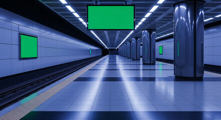 A long, empty subway platform with a perspective view, showcasing modern architecture and design.
