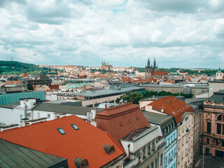Naklejka premium beautiful Prague skyline featuring historic rooftops and city landmarks
