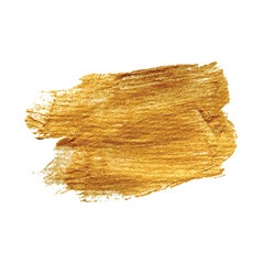 Metallic gold brush stroke vector illustration. A gold smudge. Spray paint. 