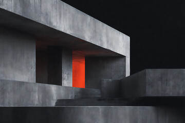 brutalist poster art, simple poster with bold, condensed brutalist style in high-contrast orange and black, evoking modern architectural energy