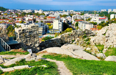 View from the ancient ruins of Nebet Tepe over the city of Plovdiv, Bulgaria	