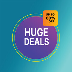 Huge deals up to 60 percent off sale announcement