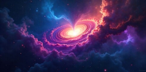 Cosmic pulsations, the universe s grand rhythm, a heartbeat of existence. An abstract, vibrant nebula with swirling patterns of light that subtly pulsate in a rhythmic, heartbeat like manner. Deep