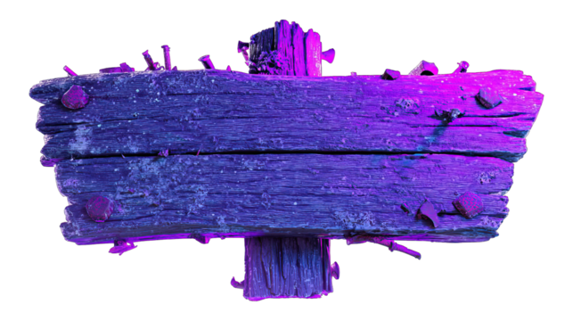 Abstract Wooden Sign with Purple and Blue Hues. - Powered by Adobe