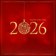 gold, shiny happy new year background and greeting card vector illustration