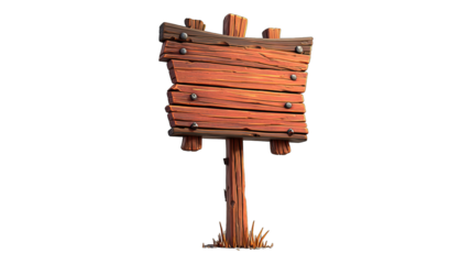 Cartoon Wooden Signpost Rustic and Charming Illustration.