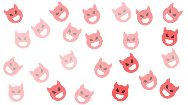 Many red and pink cartoon devil faces ideal for halloweenthemed designs, stickers, greeting cards, posters, and digital illustrations for kids.