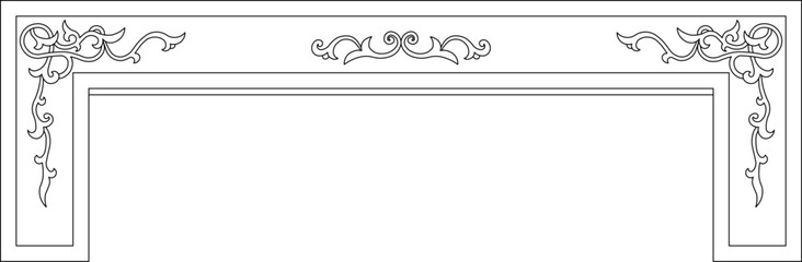 Minimalist line art of ornate decorative border with floral scrollwork — ideal for invitations, certificates, or luxury graphic design projects.