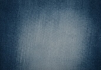 Full Frame Wallpaper: Worn Blue Cotton Textile with Diagonal Thread Structure