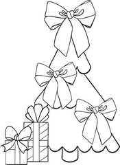 Christmas vector illustration with decorated Christmas tree