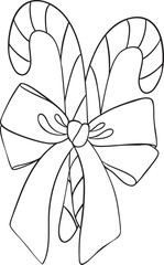 Christmas vector illustration with candy sticks and a bow