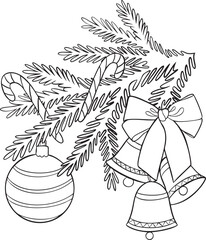 Christmas vector illustration with spruce branch and decoration