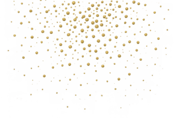 Falling golden confetti particles creating a festive celebration background on a transparent overlay