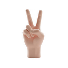 3d hand gesture peace sign isolated on transparent background