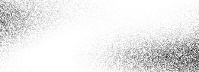 Obraz premium Noise grain background texture. Black sand speckle effect bg. Fading dotted gradient backdrop. Stippled grain halftone overlay. Gritty grunge distressed wallpaper. Vector dusty rough dirty cover