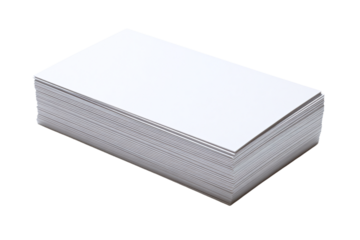 a stack of white business cards on a white surface