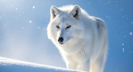 Fototapeta premium Majestic Arctic Wolf in Snowy Winter Landscape