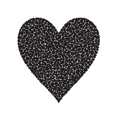 Black heart symbol on white background representing love affection.