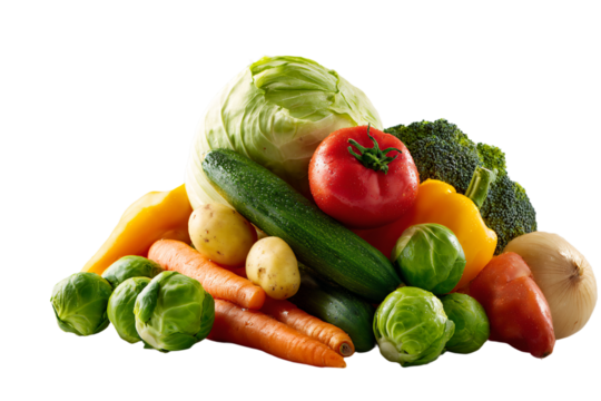 a pile of vegetables including carrots cabbage and potatoes
