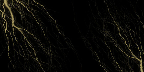 Frame of lightnings on black background 8k. black marble background. Luxury line art background vector. Minimalist modern contour drawing. Black, gold marble seamless glitter texture background.