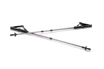 Walking poles isolated on white background