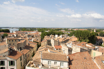 View of the city of Arles from the amphitheater in Arles Provence-Alpes-C&ocirc;te d'Azur France 