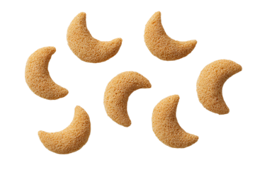 a group of five pieces of food that are shaped like crescents